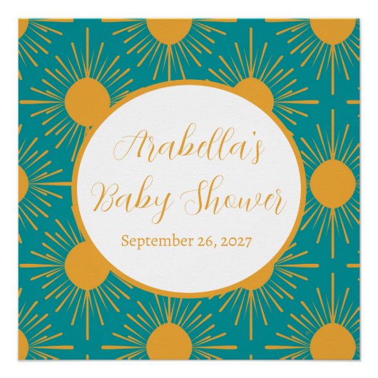 Boho Little Ray von Sun Turquoise Baby Shower Poster (Vorderseite)