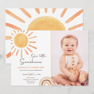 Boho LIttle Sunshine 1. Geburtstag Einladung Sun