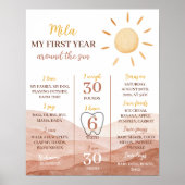 Boho Little Sunshine 1. Geburtstag Milestone Poste Poster (Vorne)