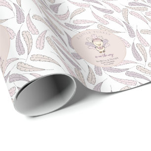 Boho Little Turkey & Feathers Baby Girl Dusche Geschenkpapier