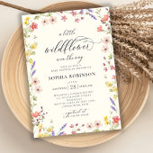 Boho Little Wildblume Chic Script Baby Dusche Einladung