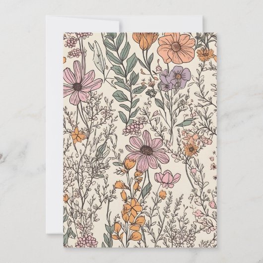 Boho Little Wildblume Girl Babydusche Einladung (Rückseite)