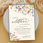 Boho Little Wildblume Script Beige Babydusche Einladung