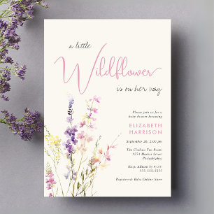 Boho Little Wildblume Watercolor Babydusche Einladung