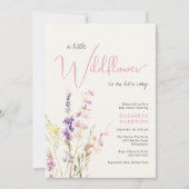 Boho Little Wildblume Watercolor Babydusche Einladung (Vorderseite)