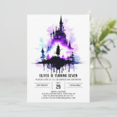 Boho Little Wizard Magical Birthday Einladung (Stehend Vorderseite)