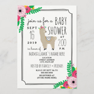 Boho Llama Floral Baby Showeinladung Einladung