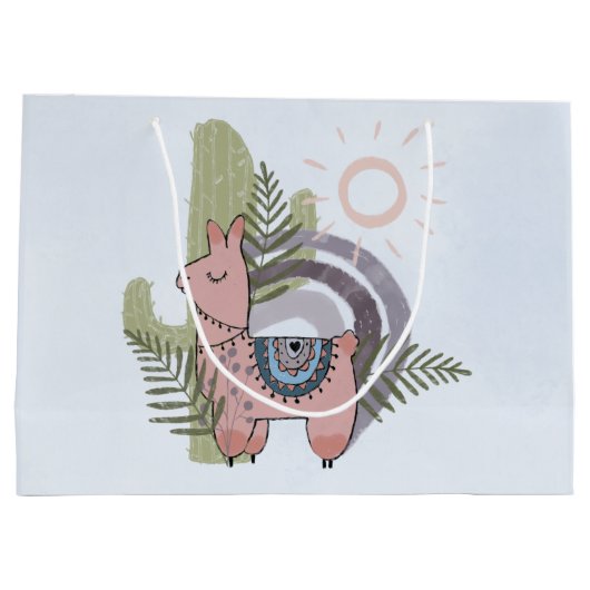 Boho Llama Große Geschenktüte (Rückseite)