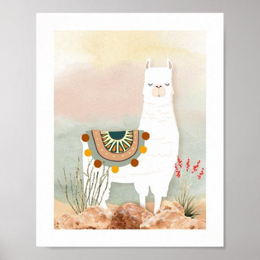 Boho Llama Kinderzimmer Poster (Vorne)