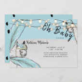 Boho Llama Llama Mama Oh Baby Boy Shower Matte Einladung (Vorne/Hinten)
