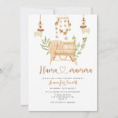 Boho Llama mamma Kinderzimmer Mobile Babydusche Einladung (Vorderseite)