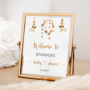 Boho Llama Mobile Babydusche Willkommen Poster