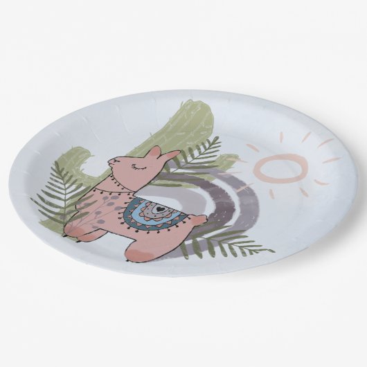 Boho Llama Pappteller (Schrägansicht)