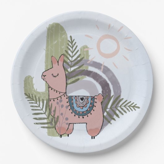 Boho Llama Pappteller (Vorderseite)