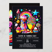 Boho Lollipop Birthday Einladung (Vorne/Hinten)