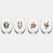 Boho Long Live Cowgirls Stemless Wine Glasses (4) Weinglas Ohne Stiel (Vorderseite)