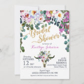 Boho Longhorn Kuh Skull Floral Brautparty Einladung (Vorderseite)