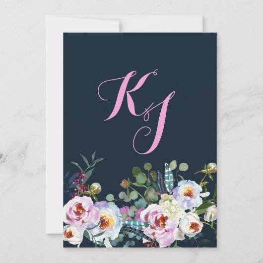 Boho Longhorn Kuh Skull Floral Brautparty Einladung (Rückseite)