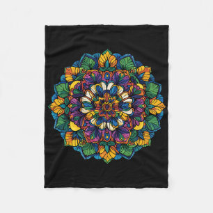 Boho-Lotus-Mandala Farbige Blumen Yoga Meditation Fleecedecke