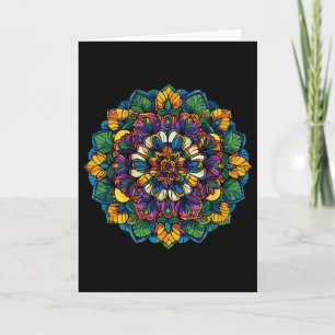 Boho-Lotus-Mandala Farbige Blumen Yoga Meditation Karte