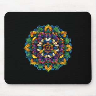Boho-Lotus-Mandala Farbige Blumen Yoga Meditation Mousepad