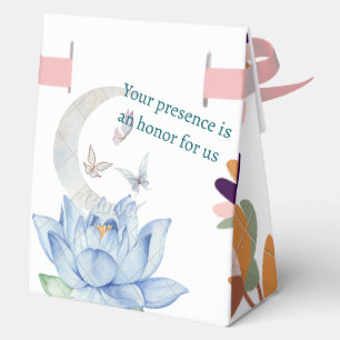 Boho Lotus & Mond Hochzeitsgeschenkbox mit Schleif Geschenkschachtel