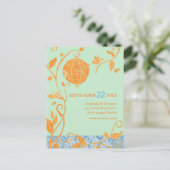 Boho Love Birds Mint Wedding Save the Date Ankündigungspostkarte (Stehend Vorderseite)