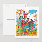 Boho Love Birds Postkarte (Vorne/Hinten)