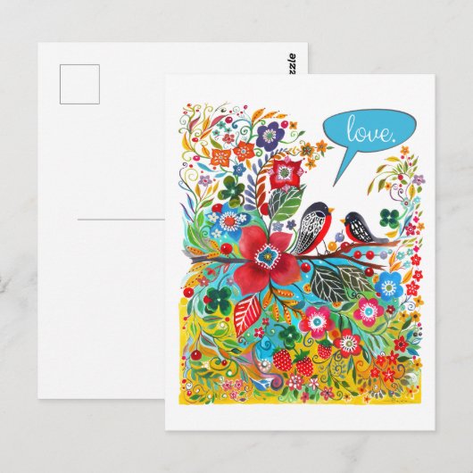 Boho Love Birds Postkarte (Vorne/Hinten)