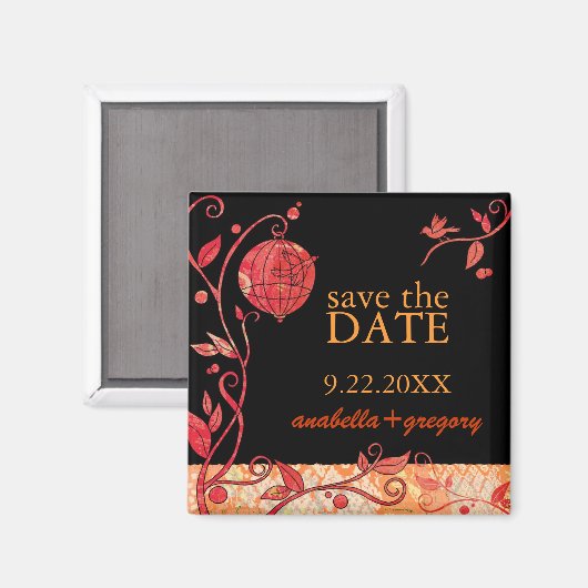 Boho Love Birds Wedding Save the Date Magnet (Vorderseite/Rückseite)