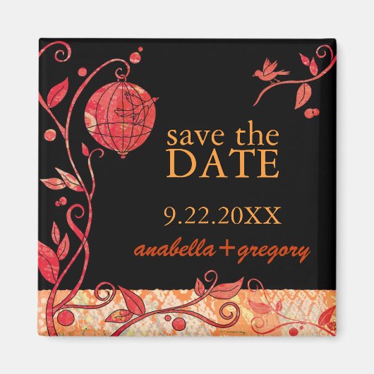 Boho Love Birds Wedding Save the Date Magnet (Vorne)