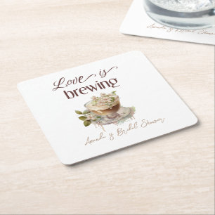 Boho Love Braut Brunch mit Floralem Flair Rechteckiger Pappuntersetzer