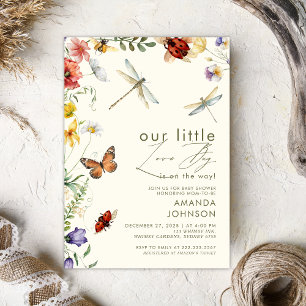 Boho Love Bug Insekten Libelle Baby-Party Einladung