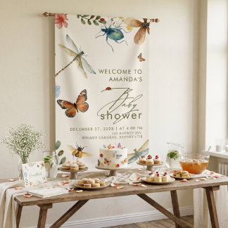 Boho Love Bug Insekten Libelle Babyparty Banner