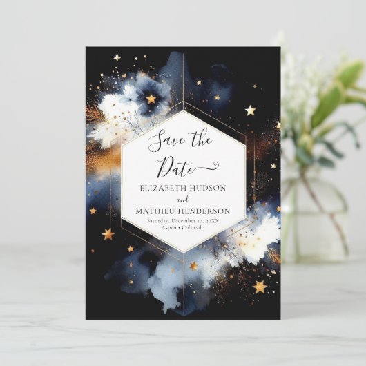 Boho Lovely Celestial Wedding Save The Date (Stehend Vorderseite)