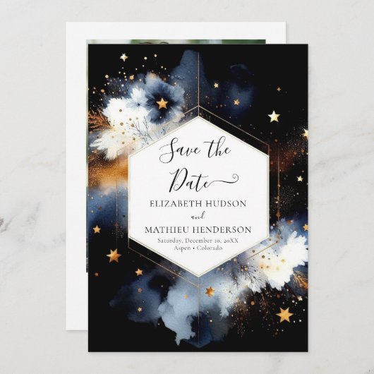 Boho Lovely Celestial Wedding Save The Date (Vorne/Hinten)