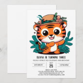 Boho Lovely Tiger Digital Geburtstag Einladung (Vorne/Hinten)