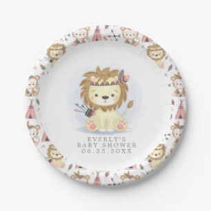 Boho-Löwe Stammes-Wasserfarbe-Bohemien-Baby-Party Pappteller