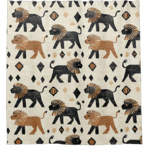 Boho-Löwen-Tribal-Safari-Muster Duschvorhang
