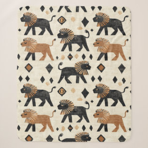 Boho-Löwen-Tribal-Safari-Muster Sherpadecke