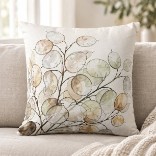 Boho Lunaria Wasserfarbe Botanisch Blumig Kissen