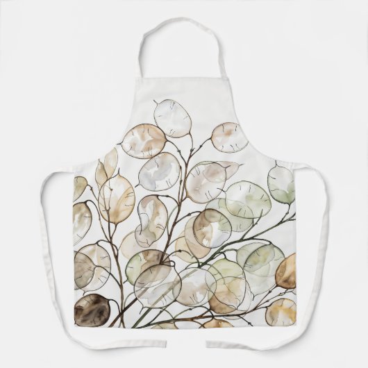 Boho Lunaria Wasserfarbe Botanisch Floral Schürze (Vorderseite)