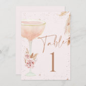 Boho Lunch Bubbly Brautparty Tischnummer Card (Vorne/Hinten)