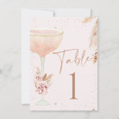 Boho Lunch Bubbly Brautparty Tischnummer Card (Vorderseite)