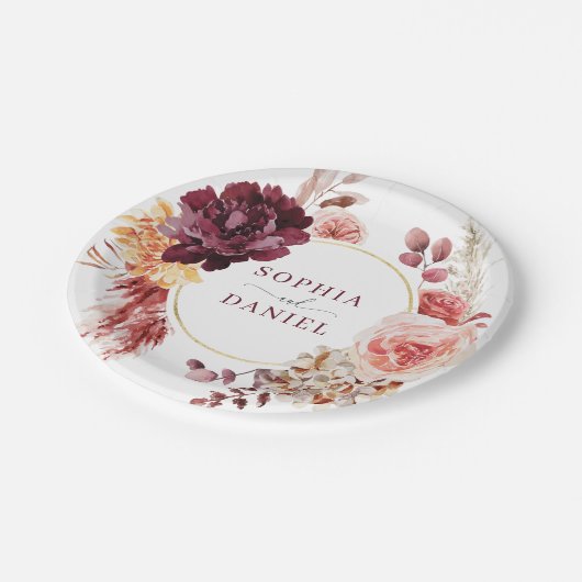 Boho Lush Pampas Grass Paper Teller (Schrägansicht)