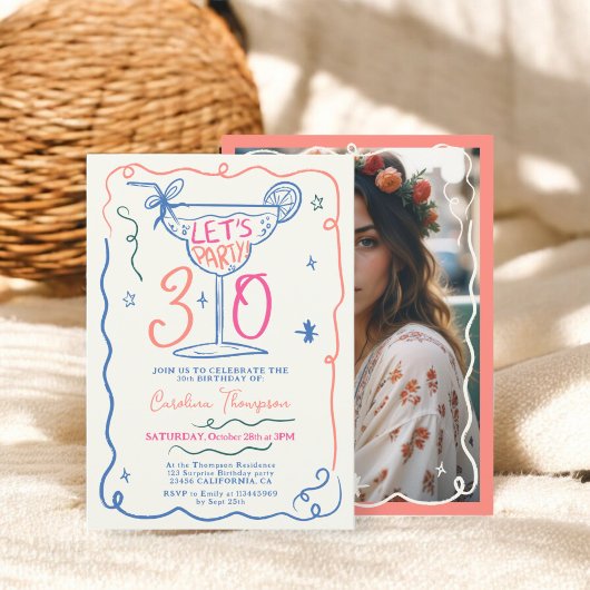 Boho lustige verrückte whimsical scribbles 30 Gebu Einladung