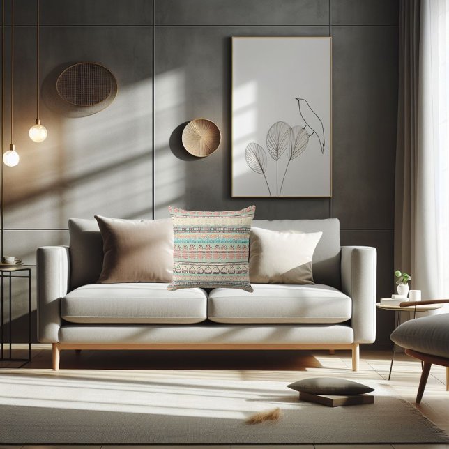 Boho-lustiges Muster Kissen (Vibrant fun boho throw pillow.)