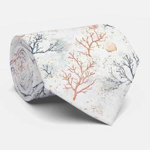 Boho Luxe Wasserfarbe Küstenkorallenmuster (2) Krawatte