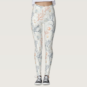 Boho Luxe Wasserfarbe Küstenkorallenmuster (2) Leggings