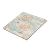 Boho Luxe Wasserfarbe Küstenkorallenmuster (3) Fliese (Seite)
